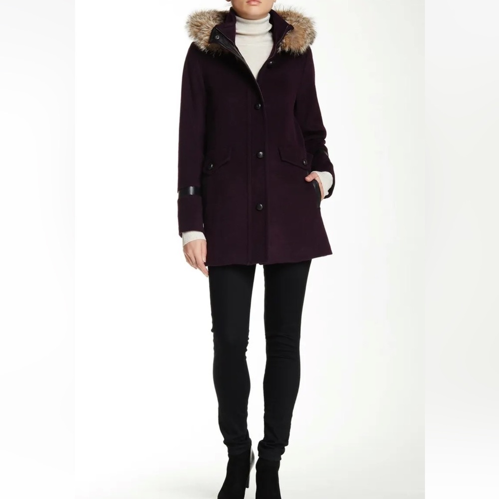 PENDLETON Genuine Coyote‎ Fur Trim Wool Blend Coat Sz 4